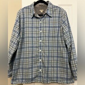 L.L. Bean Casual Blue and White Plaid Shirt
